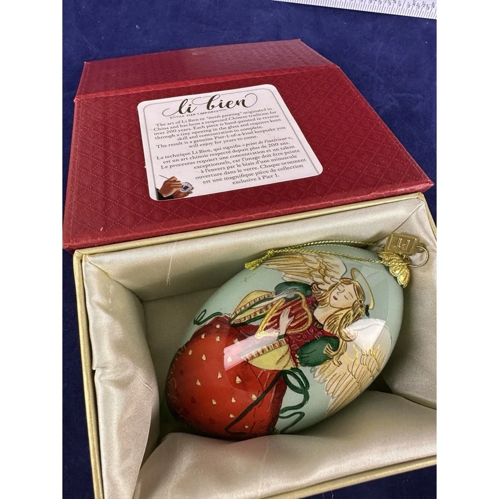 Pier 1 Inside Painted 2018 Li Bien Christmas Ornament Angel, w/Box